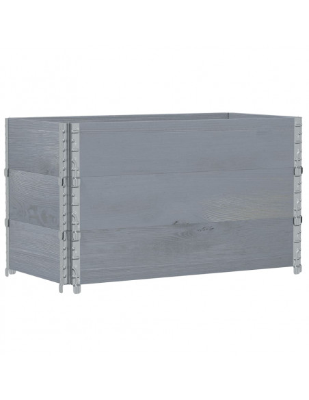 Paretali per Pallet 3pz Grigi 100x50cm Legno Massello di Pino