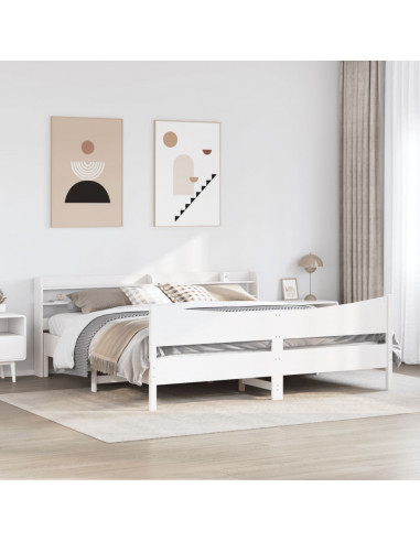 Giroletto con Testiera Bianco 180x200 cm Massello Pino