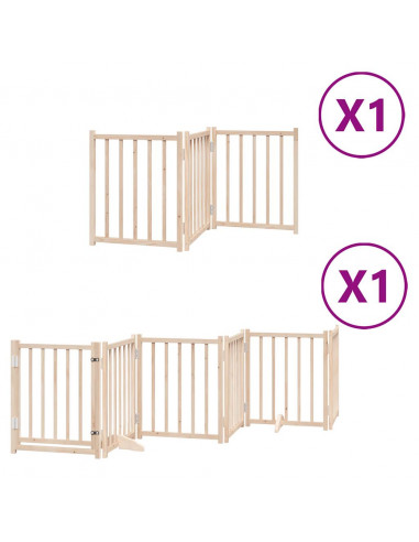 Cancello per Cani con Porta Pieghevole 9 Pannelli 450 cm Pioppo