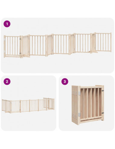 Cancello per Cani con Porta Pieghevole 9 Pannelli 450 cm Pioppo