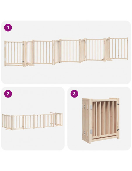 Cancello per Cani con Porta Pieghevole 9 Pannelli 450 cm Pioppo