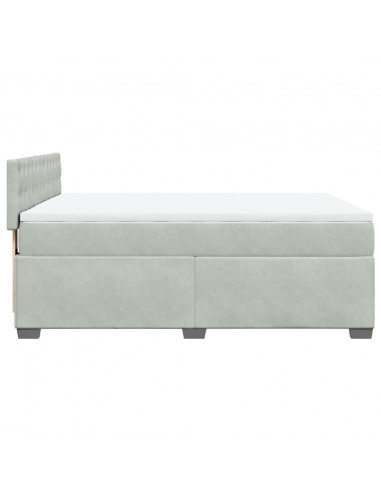 Giroletto a Molle con Materasso Grigio Chiaro 160x200cm Velluto