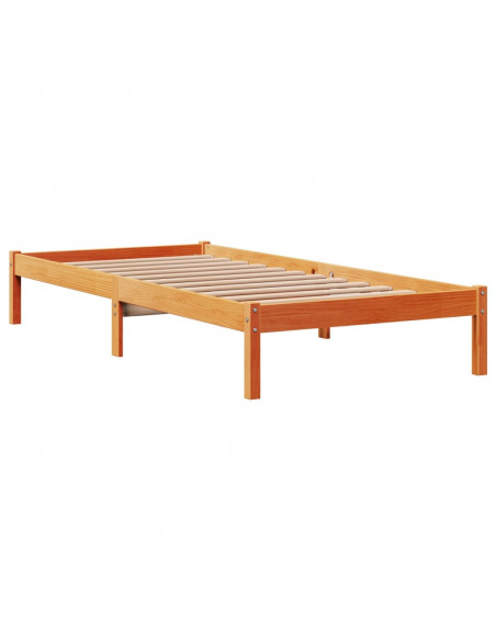 Giroletto con Testiera Marrone Cera 75x190 cm Massello Pino