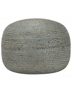 Pouf Lavorato a Mano 45x30 cm Verde Oliva in Juta 2