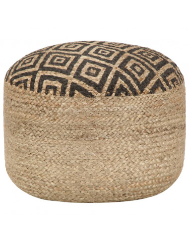 Pouf Lavorato a Mano Nero 45x30 cm in Juta