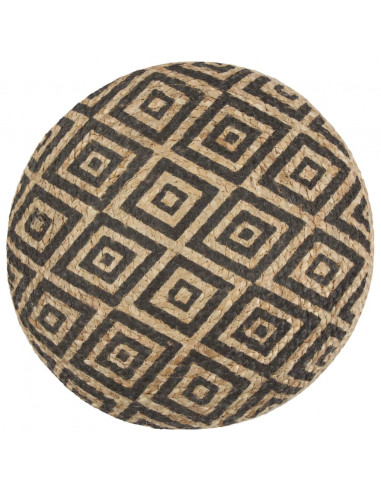 Pouf Lavorato a Mano Nero 45x30 cm in Juta
