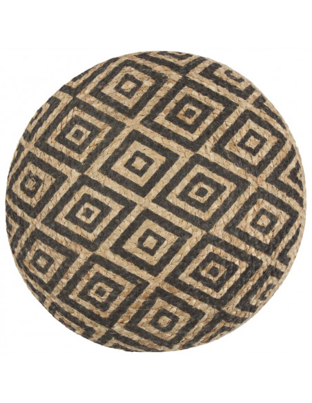 Pouf Lavorato a Mano Nero 45x30 cm in Juta