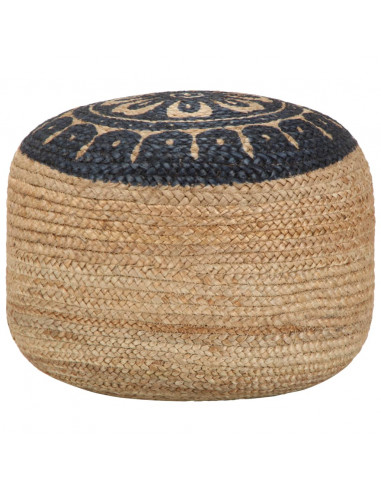 Pouf Lavorato a Mano Blu 45x30 cm in Juta