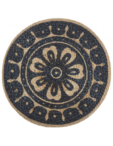 Pouf Lavorato a Mano Blu 45x30 cm in Juta