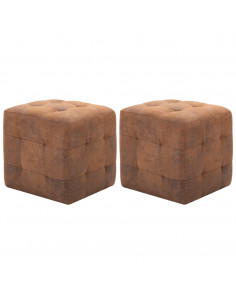Pouf 2 pz Marrone 30x30x30 cm in Similpelle Scamosciata 2