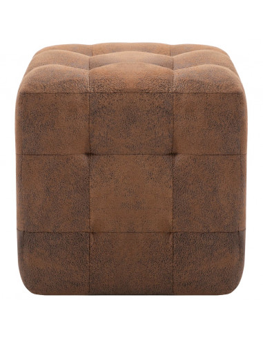 Pouf 2 pz Marrone 30x30x30 cm in Similpelle Scamosciata