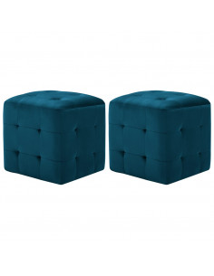 Pouf 2 pz Blu 30x30x30 cm in Velluto 2