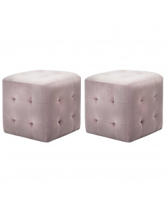 Pouf 2 pz Rosa 30x30x30 cm in Velluto 2