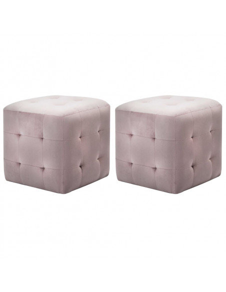 Pouf 2 pz Rosa 30x30x30 cm in Velluto