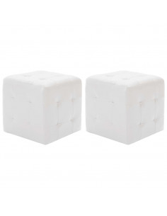 Pouf 2 pz Bianco 30x30x30 cm in Similpelle 2