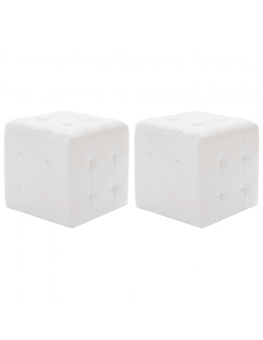 Pouf 2 pz Bianco 30x30x30 cm in Similpelle