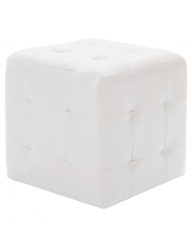 Pouf 2 pz Bianco 30x30x30 cm in Similpelle