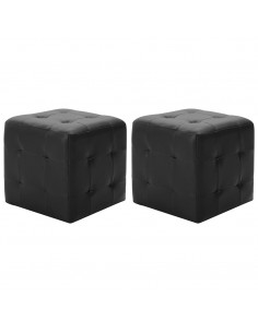 Pouf 2 pz Nero 30x30x30 cm in Similpelle 2