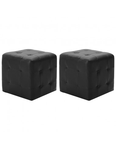 Pouf 2 pz Nero 30x30x30 cm in Similpelle