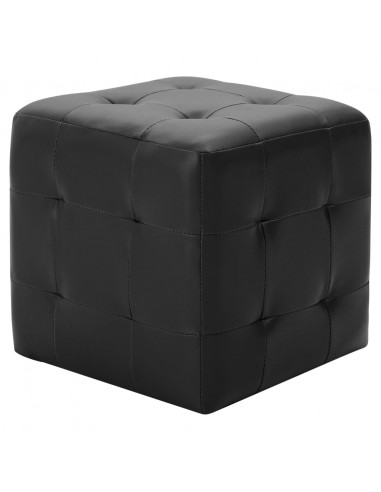 Pouf 2 pz Nero 30x30x30 cm in Similpelle