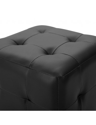 Pouf 2 pz Nero 30x30x30 cm in Similpelle