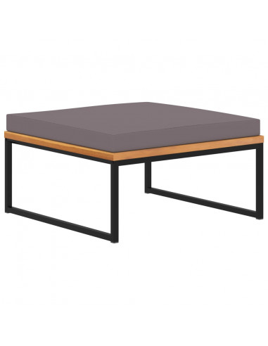 Poggiapiedi con Cuscino 66x66x36cm in Legno Acacia Grigio Scuro