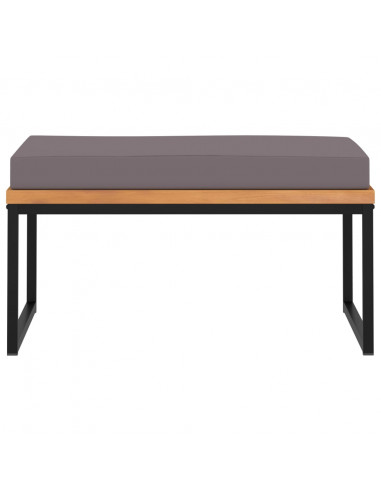 Poggiapiedi con Cuscino 66x66x36cm in Legno Acacia Grigio Scuro