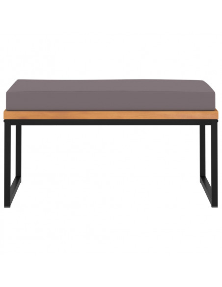 Poggiapiedi con Cuscino 66x66x36cm in Legno Acacia Grigio Scuro