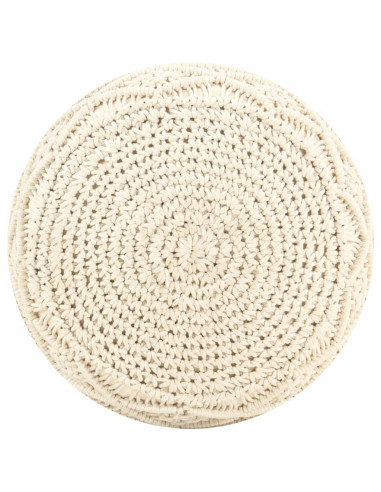 Pouf Lavorato a Mano in Macramé 45x30 cm in Cotone