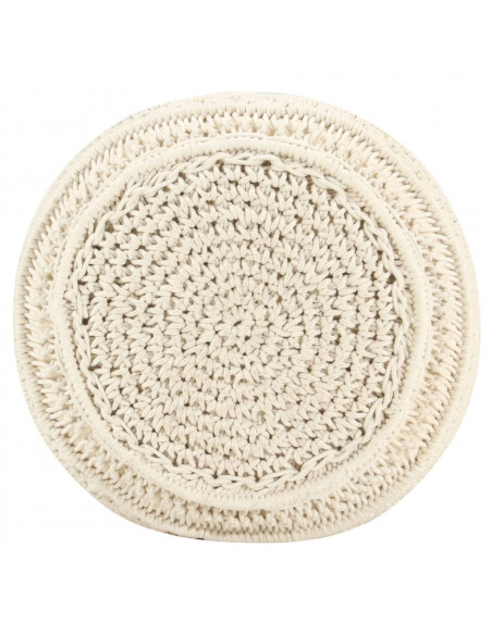 Pouf Lavorato a Mano in Macramé 45x30 cm in Cotone