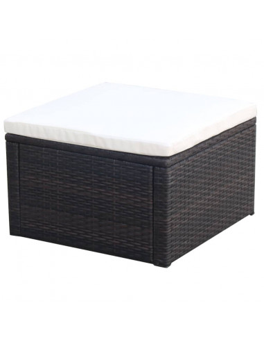 Poggiapiedi Ottomana in Polyrattan 53x53x30 cm Marrone
