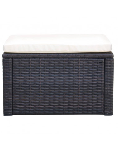 Poggiapiedi Ottomana in Polyrattan 53x53x30 cm Marrone