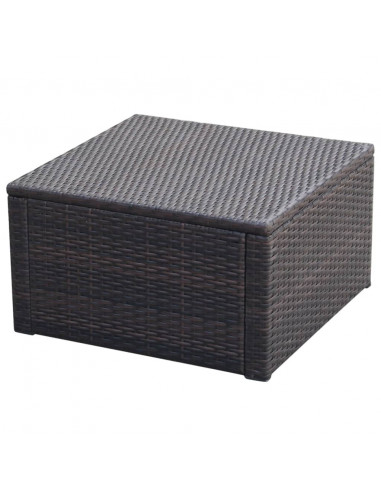 Poggiapiedi Ottomana in Polyrattan 53x53x30 cm Marrone