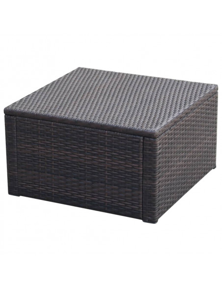 Poggiapiedi Ottomana in Polyrattan 53x53x30 cm Marrone