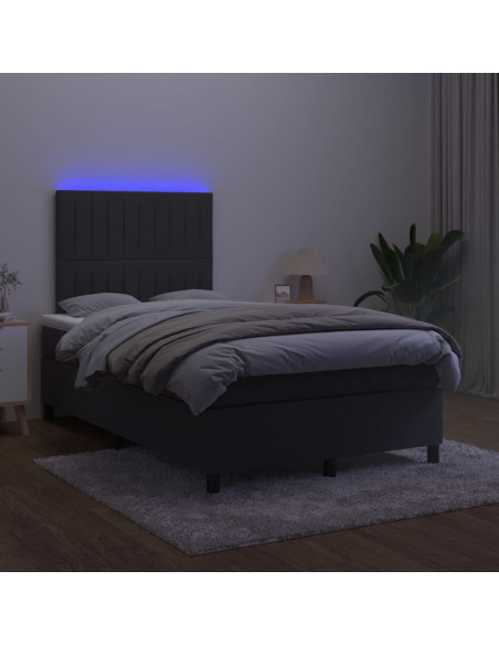 Letto a Molle con Materasso e LED Nero 120x200 cm in Velluto