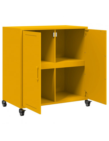 Credenza Giallo Senape 68,5x39x72 cm Acciaio Laminato a Freddo