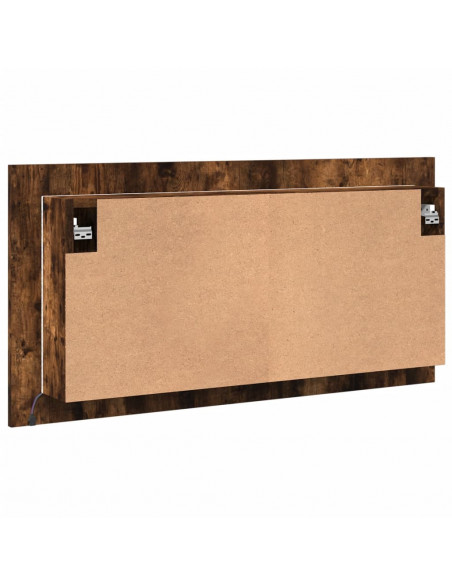Armadietto a Specchio con LED Rovere Fumo 90x12x45cm Acrilico