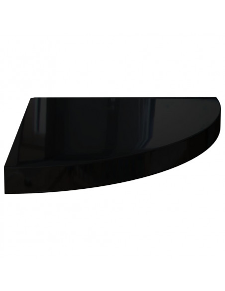 Scaffali Angolari a Parete 2 pz Nero Lucido 35x35x3,8 cm MDF