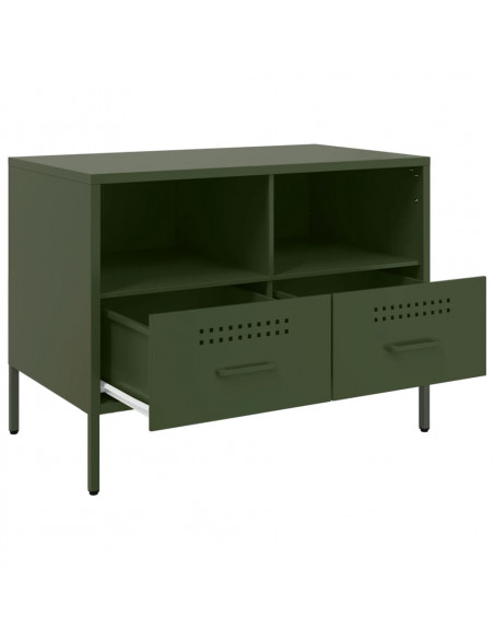 Mobile TV Verde Oliva 68x39x50,5cm in Acciaio Laminato a Freddo
