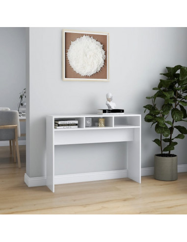Tavolino Consolle Bianco 105x30x80 cm in Legno Multistrato