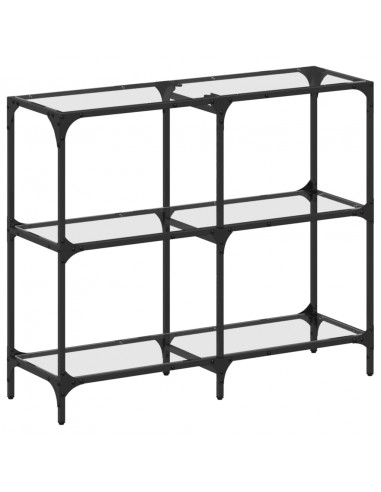 Tavolino Consolle Piano Vetro Trasparente 98x30x81cm in Acciaio