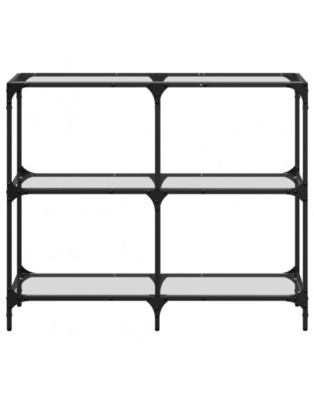 Tavolino Consolle Piano Vetro Trasparente 98x30x81cm in Acciaio