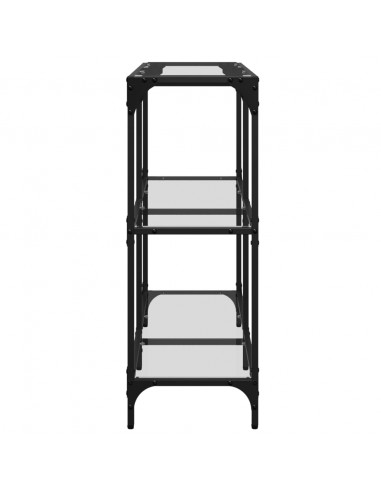 Tavolino Consolle Piano Vetro Trasparente 98x30x81cm in Acciaio