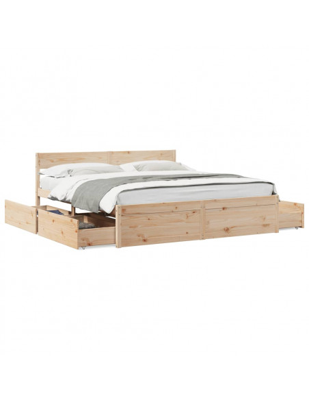Giroletto con Cassetti 200x200 cm in Legno Massello di Pino