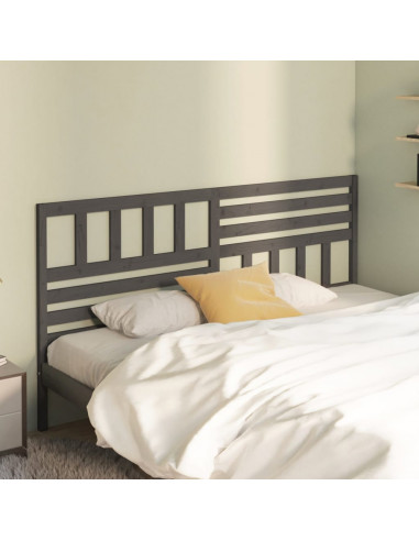 Testiera per Letto Grigia 186x4x100cm in Legno Massello di Pino
