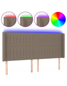 Testiera a LED Tortora 183x16x118/128 cm in Tessuto 2