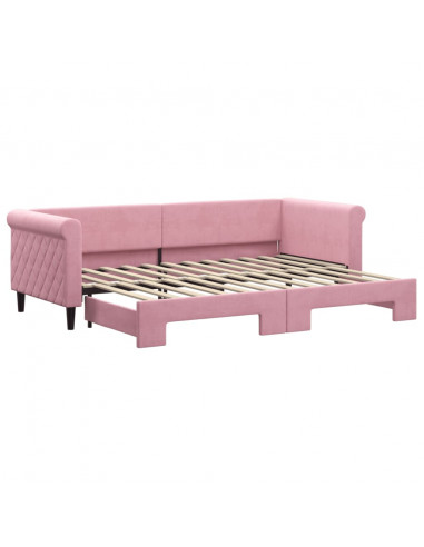 Divano Letto con Letto Estraibile Rosa 80x200 cm in Velluto