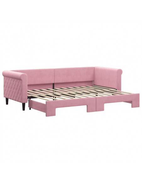 Divano Letto con Letto Estraibile Rosa 80x200 cm in Velluto