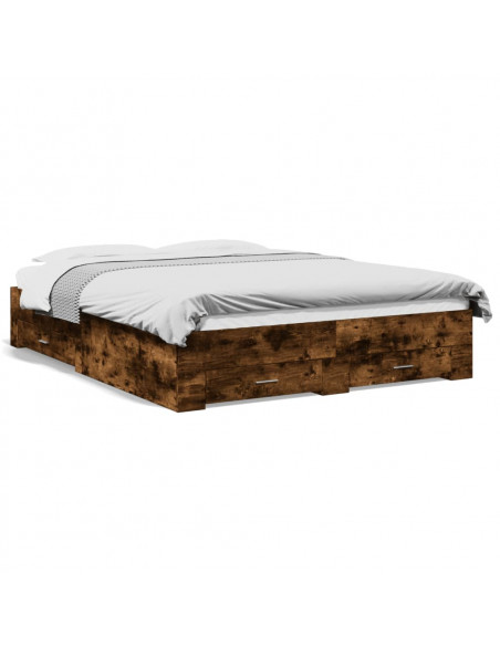 Giroletto con Cassetti Rovere Fumo 140x200 cm Legno Multistrato