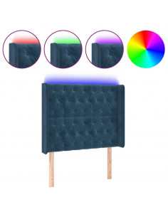 Testiera a LED Blu Scuro 93x16x118/128 cm in Velluto 2